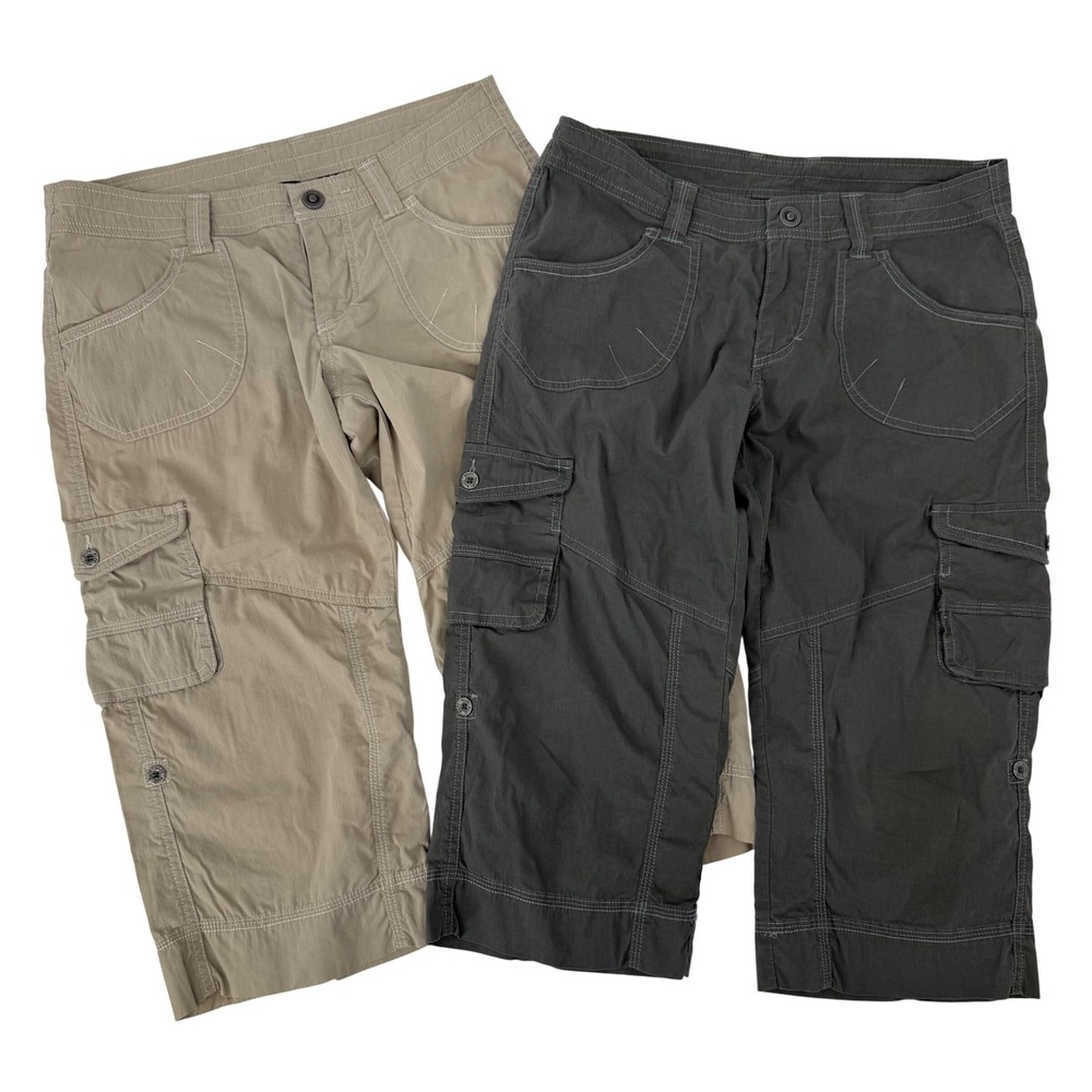 Lot of 2 Kuhl Kontra Cargo Capri‎ Pants Roll Tab Utility Casual Outdoor Size 6